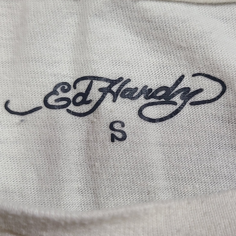 Ed Hardy Kids Rhinestone Butterfly Tattoo Graphic Tee White Size Small - Picture 4 of 8
